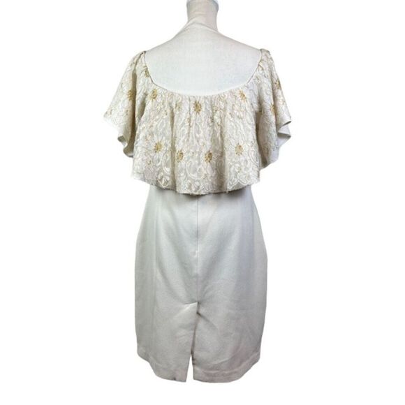 Slate & Willow Golden Iris Dress White with Gold Lacy Top Women's Size 14 - Picture 6 of 14